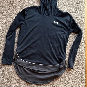 Under Armour Black Hooded Long-Sleeve Performance Pullover with Gray Hem